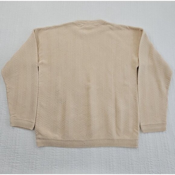 Ralph Lauren Chaps Hand Framed Sweater Men's Size XL Wheat Straw Cotton Texture - Picture 8 of 13